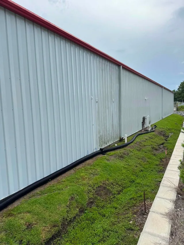 Commercial metal building wall washed clean in Surf City NC